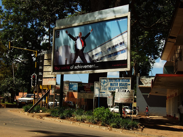 Mobile phone advert in Zomba, Malawi