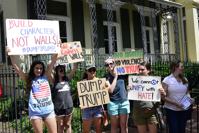 Young activists gather at Lafayette Park, preparing for a march to the U.S. Capitol in protest at the presidential campaign of presumptive Republican nominee Donald J. Trump. By Stephen Melkisethian (Flickr).